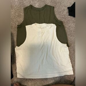 Two All in Motion Cream and Olive Green Cropped Tank Top